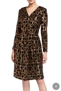 CALVIN Klein Long Sleeve Faux Wrap Cocktail or Holiday  Dress